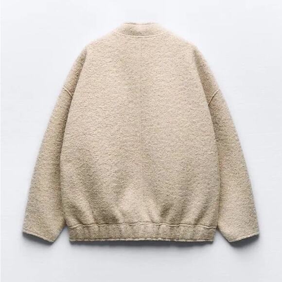 ZARA BLOGGER FAVORITE OVERSIZED BOUCLE BOMBER - Picture 11 of 13
